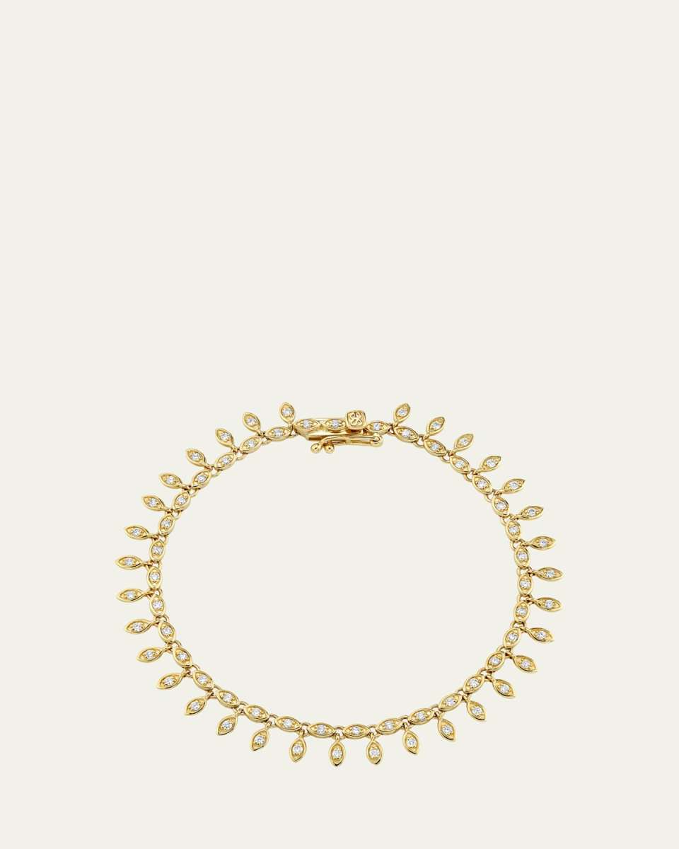 14K Yellow Gold Marquis Eye Eternity Fringe Bracelet with Diamonds